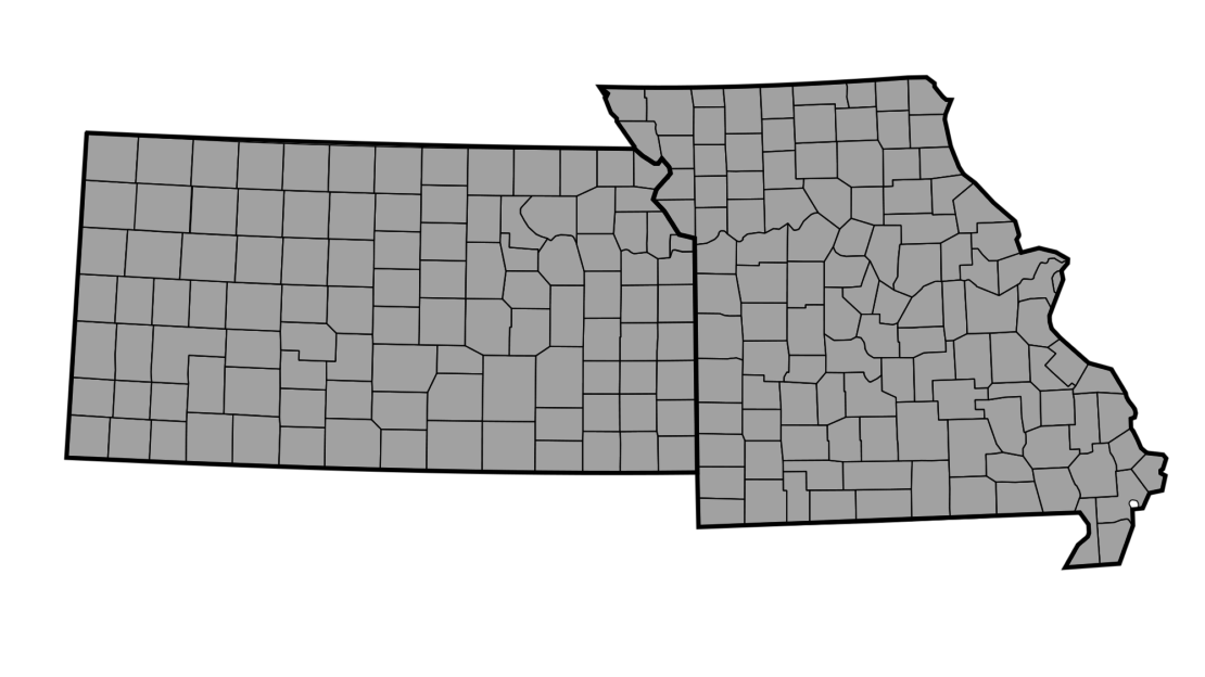 gray map of counties in missouri and kansas
